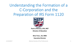 Understanding the Formation of a C-Corporation and the Preparation of IRS Form 1120