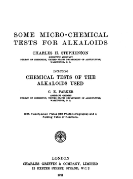 Some Micro-Chemical Tests for Alkaloids