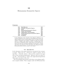 [PDF] Chapter 12: Riemannian Symmetric Spaces