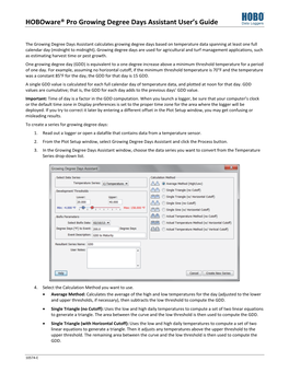 Hoboware Pro Growing Degree Days Assistant User's Guide