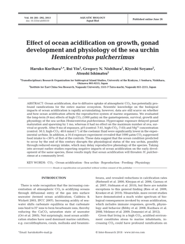 Effect of Ocean Acidification on Growth, Gonad Development and Physiology of the Sea Urchin Hemicentrotus Pulcherrimus