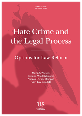 Hate Crime and the Legal Process – Final Report