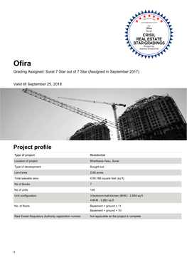 Ofira Grading Assigned: Surat 7 Star out of 7 Star (Assigned in September 2017)