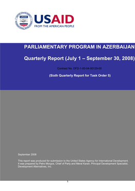 PARLIAMENTARY PROGRAM in AZERBAIJAN Quarterly