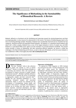 The Significance of Biobanking in the Sustainability of Biomedical Research: a Review