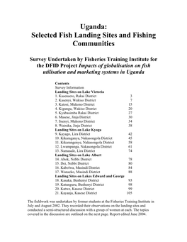Uganda: Selected Fish Landing Sites and Fishing Communities