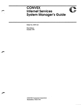 CONVEX Internet Services System Manager's Guide ··~ Order No