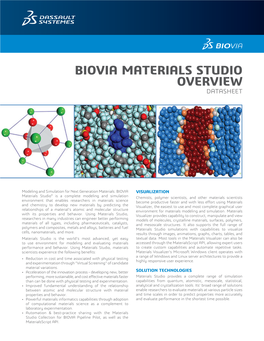 Biovia Materials Studio Overview Datasheet