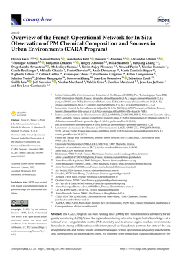 Overview of the French Operational Network for in Situ Observation of PM Chemical Composition and Sources in Urban Environments (CARA Program)