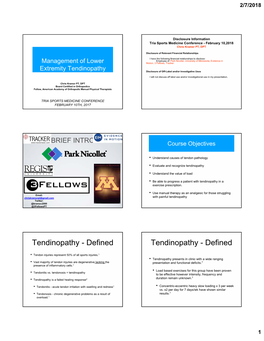 Tendinopathy Disclosure of Off-Label And/Or Investigative Uses