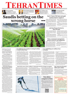 Saudis Betting on the Wrong Horse FIFA President Infantino Mourns POLITICAL TEHRAN – in the Early Gulf,” the Newspaper Continued