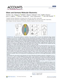 Silane and Germane Molecular Electronics † ‡ § † † Timothy A