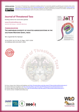 Journal of Threatened Taxa