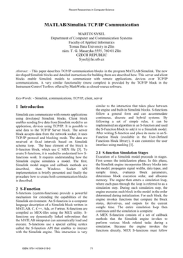 MATLAB/Simulink TCP/IP Communication