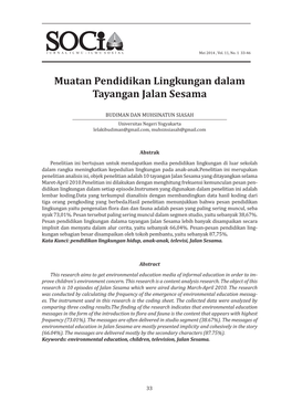 Muatan Pendidikan Lingkungan Dalam Tayangan Jalan Sesama