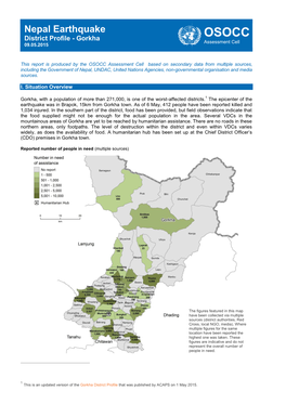 Nepal Earthquake District Profile - Gorkha OSOCC Assessment Cell 09.05.2015