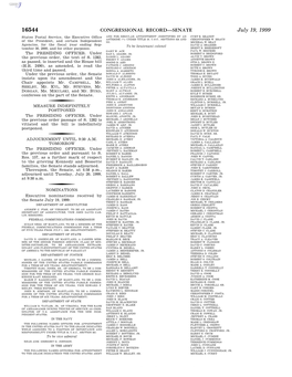 CONGRESSIONAL RECORD—SENATE July 19, 1999 States Postal Service, the Executive Office and for REGULAR APPOINTMENT (IDENTIFIED by an CURT R