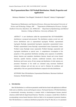 The Exponentiated Burr XII Weibull Distribution: Model, Properties and Applications