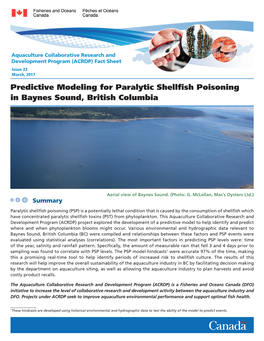 Predictive Modeling for Paralytic Shellfish Poisoning in Baynes Sound, British Columbia