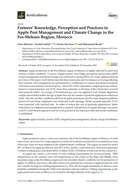 Farmers' Knowledge, Perception and Practices in Apple Pest