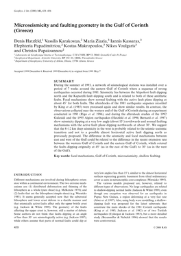 Microseismicity and Faulting Geometry in the Gulf of Corinth (Greece)