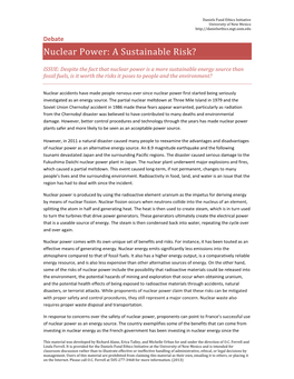 Nuclear Power: a Sustainable Risk?