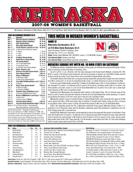 This Week in Husker Women's Basketball