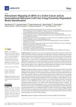 Interactome Mapping of Eif3a in a Colon Cancer and an Immortalized Embryonic Cell Line Using Proximity-Dependent Biotin Identiﬁcation