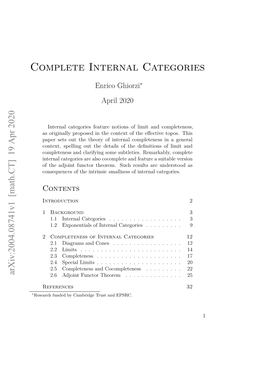 Complete Internal Categories