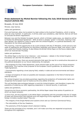 Press Statement by Michel Barnier Following