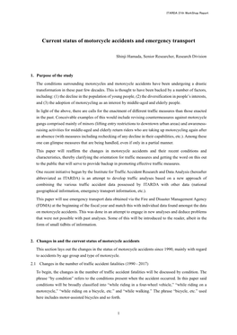 Current Status of Motorcycle Accidents and Emergency Transport