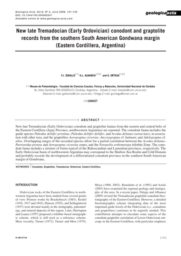 New Late Tremadocian (Early Ordovician) Conodont and Graptolite Records from the Southern South American Gondwana Margin (Eastern Cordillera, Argentina)