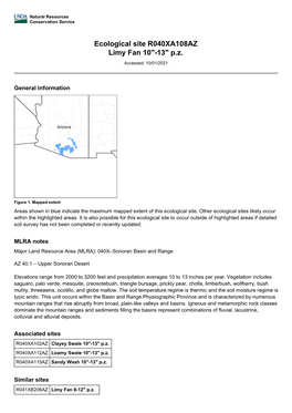 Ecological Site R040XA108AZ Limy Fan 10"-13" P.Z