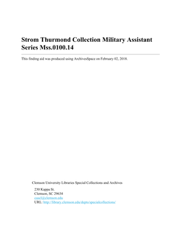 Strom Thurmond Collection Military Assistant Series Mss.0100.14