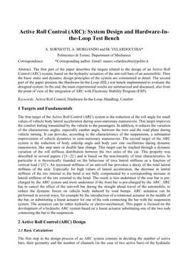 Active Roll Control (ARC): System Design and Hardware-In- The-Loop Test Bench