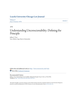 Understanding Unconscionability: Defining the Principle Jeffrey C