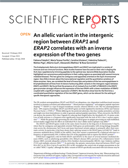 An Allelic Variant in the Intergenic Region Between ERAP1 and ERAP2