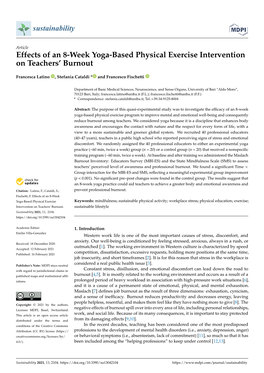 Effects of an 8-Week Yoga-Based Physical Exercise Intervention on Teachers’ Burnout