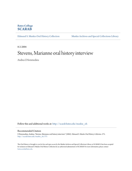 Stevens, Marianne Oral History Interview Andrea L'hommedieu