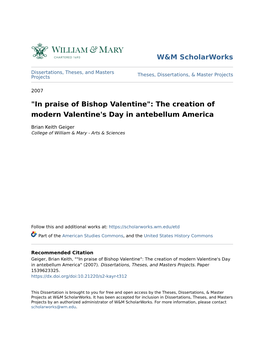 In Praise of Bishop Valentine