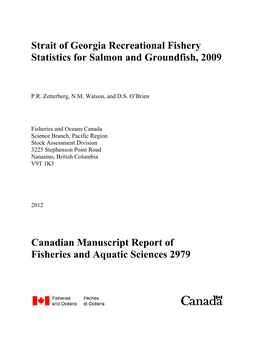 Strait of Georgia Recreational Fishery Statistics for Salmon and Groundfish, 2009