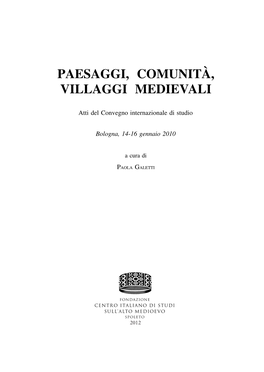 Paesaggi, Comunità, Villaggi Medievali