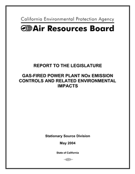 REPORT to the LEGISLATURE GAS-FIRED POWER PLANT Nox