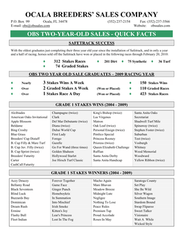 March 2YO Fact Sheet