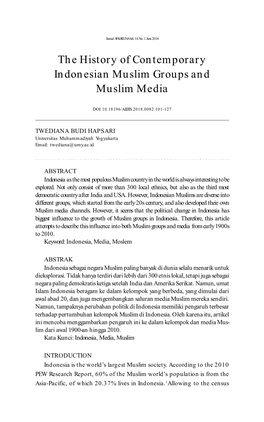 The History of Contemporary Indonesian Muslim Groups and Muslim Media