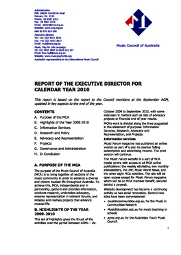 Report of the Executive Director for Calendar Year 2010