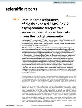 Immune Transcriptomes of Highly Exposed SARS-Cov-2