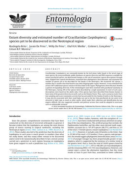 Extant Diversity and Estimated Number of Gracillariidae (Lepidoptera)