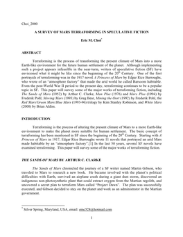 1 Choi 2000 a SURVEY of MARS TERRAFORMING IN