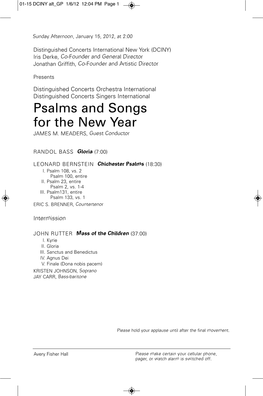 Psalms and Songs for the New Year JAMES M